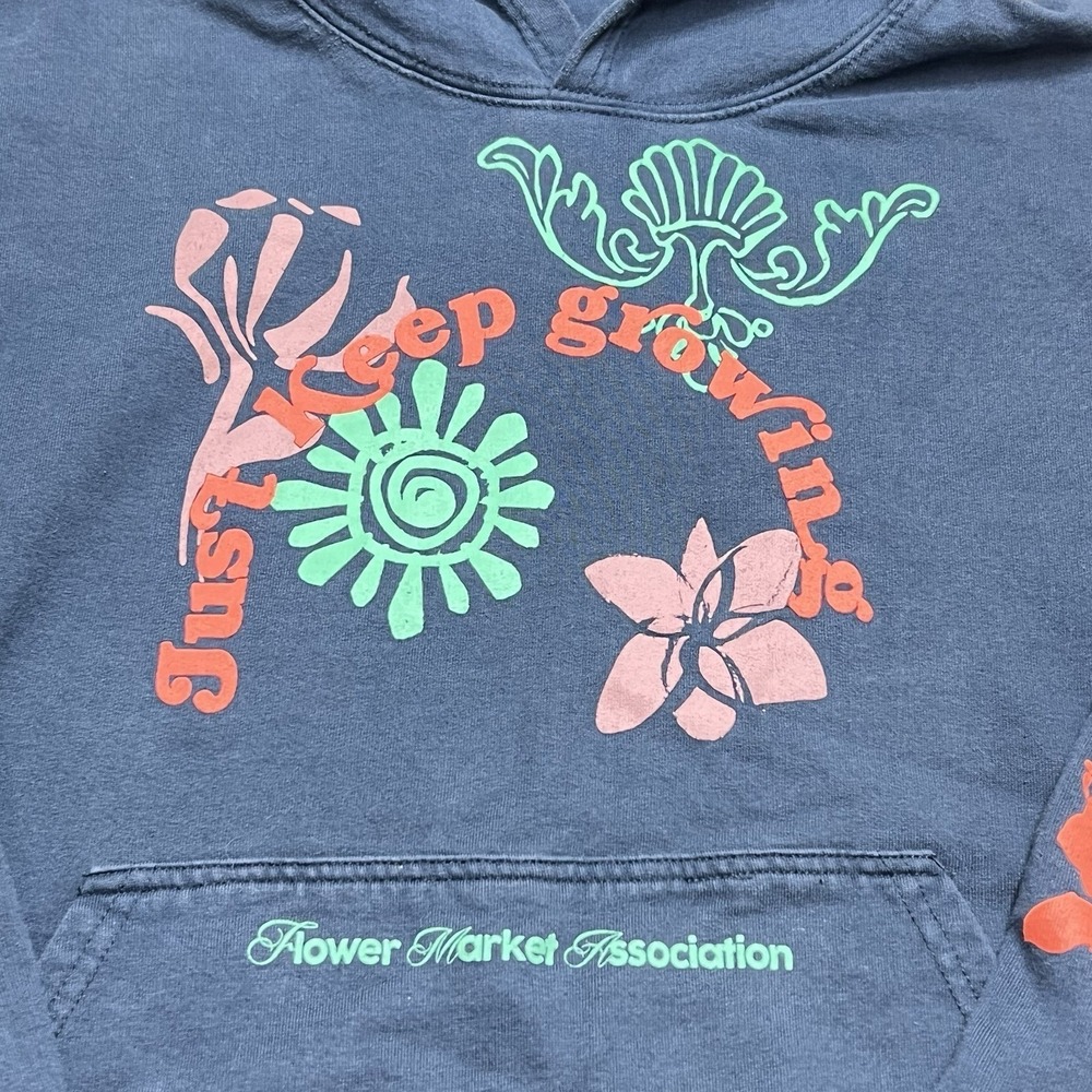 Urban Outfitters Just Keep Growing Flower Market Hoodie Blue Medium Boho Indie - Picture 3 of 9